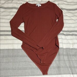 Gilli Brown Long Sleeve Fitted Bodysuit